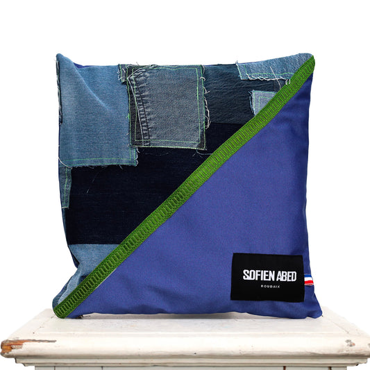 COUSSIN D'INTÉRIEUR UPCYCLÉ DÉTAIL VERT PETIT - PIÈCE UNIQUE