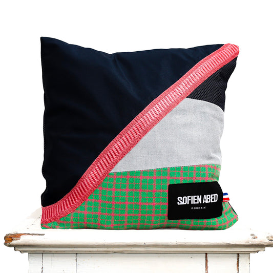 COUSSIN D'INTÉRIEUR UPCYCLÉ DÉTAIL ROSE PETIT - PIÈCE UNIQUE