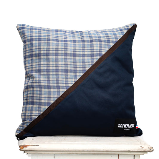 COUSSIN D'INTÉRIEUR UPCYCLÉ DÉTAIL MARRON GRAND - PIÈCE UNIQUE