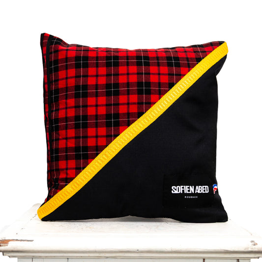 COUSSIN D'INTÉRIEUR UPCYCLÉ DÉTAIL JAUNE PETIT - PIÈCE UNIQUE