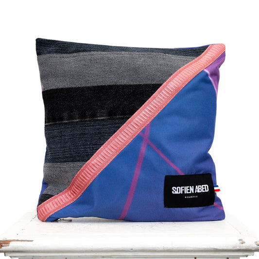 COUSSIN D'INTÉRIEUR UPCYCLÉ DÉTAIL LINÉAIRE PETIT - PIÈCE UNIQUE