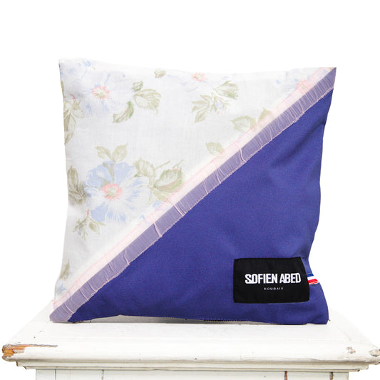 COUSSIN D'INTÉRIEUR UPCYCLÉ DÉTAIL PRINTANNIER PETIT - PIÈCE UNIQUE