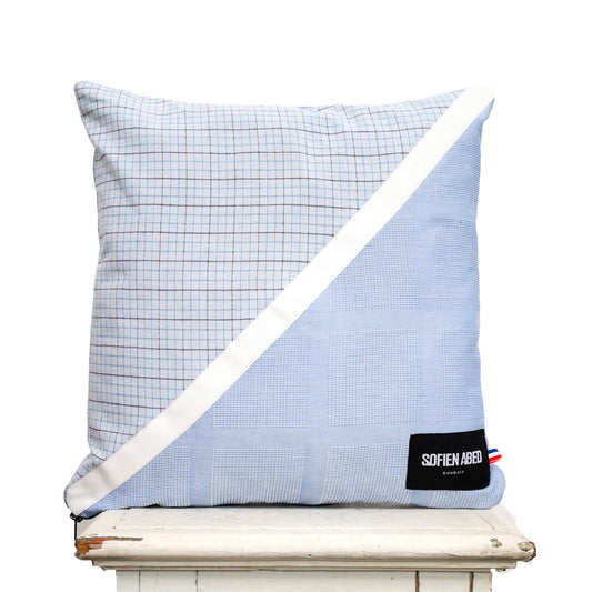 COUSSIN D'INTÉRIEUR UPCYCLÉ DÉTAIL BLANC GRAND - PIÈCE UNIQUE