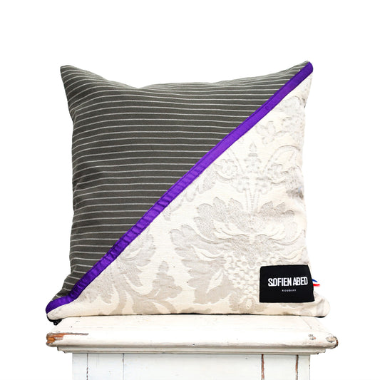 COUSSIN D'INTÉRIEUR UPCYCLÉ DÉTAIL VIOLET GRAND - PIÈCE UNIQUE